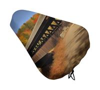 Albany Covered Bridge Bike Seat Cover for Men Women Water Repellent Exercise Bike Seat Cushion Adjustable Bicycle Seat for Outdoor Biking