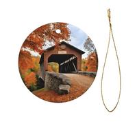 Albany Covered Bridge Christmas Ceramic Circular Pendant Is An Excellent Addition To Your Holiday Decoration