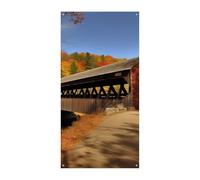 Albany Covered Bridge Door Cover Spring Summer Hanging Flag Porch Sign Outdoor Seasonal Holiday Yard Decor for Front Door and Porch