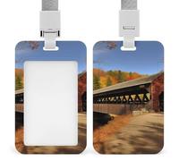 Albany Covered Bridge Id Badge Holder,Name Tag Holder with Detachable Lanyard,Waterproof Design Id Card Holder for Office, Workplace