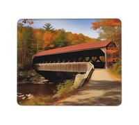 Albany Covered Bridge Mouse Pad with Stitched Edge, Personalized Premium-Textured Computer Mouse Mat with Non-Slip Rubber Base, Waterproof Gaming Mousepad for Laptop, Office Home 8.3 x 10.3 in