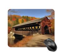 Albany Covered Bridge Mouse Pad with Stitched Edge, Premium Mousepad Washable Cloth, Non-SlipRubber Mouse Mat Perfect Design for Gaming, Laptop, Office Work