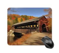 Albany Covered Bridge Mouse Pad with Stitched Edge, Premium Mousepad Washable Cloth, Non-SlipRubber Mouse Mat Perfect Design for Gaming, Laptop, Office Work