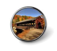 Albany Covered Bridge Round Badge Brooch Lightweight Lapel Tie Pins Unique Gifts Metal Brooch Badge For Hat Shirt Clothing Bags Decoration