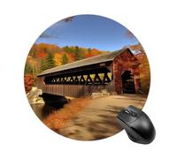 Albany Covered Bridge Round Mouse Pad Smooth Glide Gaming Mousepad Extra Density Portable Comfortable Mouse Mat for Desk, Home, Office 7.8x7.8 Inches