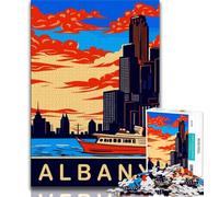 Albany From Hudson River Jigsaw Puzzles for Adults 2000 Piece,Help The Brain Exercise Addictive Toys to Cultivate Patience Parent-child Interaction 70x100cm