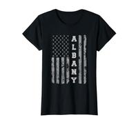 Albany, Georgia, American Flag Value Graphic T-Shirt, Women, Black, M