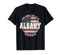 Albany Georgia, Vintage American Flag Value Graphic T-Shirt, Men, Black, M
