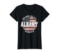 Albany Georgia, Vintage American Flag Value Graphic T-Shirt, Women, Black, M