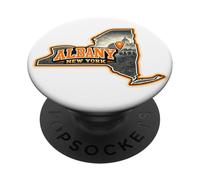 Albany New York State Outline Map Label Design PopSockets Adhesive PopGrip