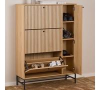 Albany Oak Ribbed 4 Door Shoe Cabinet
