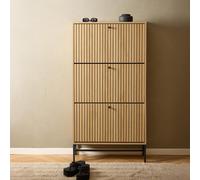 Albany Shoe Cabinet - Flip Down - 3 Door - Ribbed Oak