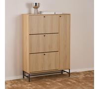 Albany Shoe Cabinet - Flip Down - 4 Door - Ribbed Oak