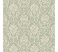 Grandeco Margritte Distressed Damask Textured Wallpaper, Green Cream, Green