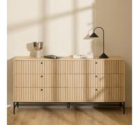 Albany Wide Chest - 6 Drawer - Ribbed Oak