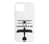 Albatros D.III Silhouette WW1 Biplane Fighter Plane Diagram Case for iPhone 15 Plus
