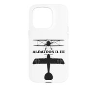 Albatros D.III Silhouette WW1 Biplane Fighter Plane Diagram Case for iPhone 15 Pro