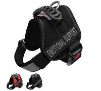 ALBCORP Emotional Support Dog Vest - Reflective Harness - Woven Nylon, Comfy Mesh Padding - Sizes from XXS to XL - Emotional Support Dog Patches Included. Black, XXS