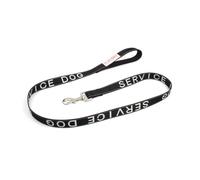 Albcorp Padded Service Dog Leash - with Neoprene Handle - and Reflective Silk-Screen Print for use on Harnesses, Vests, Collars, 4 Foot, Black