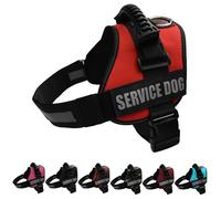 ALBCORP Reflective Service Dog Vest Harness - No-Pull Harness with Handle & Comfy Mesh Padding - Available in Sizes XXS-XL- with 2 Removable Hook & Loop Service Dog Patches, Large, Red