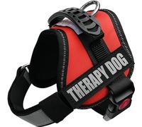 Albcorp Reflective Therapy Dog Vest Harness with 2 Removable Patches, Adjustable Woven Nylon, for Therapy Visits and Volunteer Programs, Red, Small