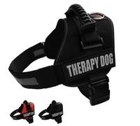 Albcorp Reflective Therapy Dog Vest Harness with 2 Removable Patches, Adjustable Woven Nylon, for Therapy Visits and Volunteer Programs, Black, Large