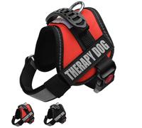 Albcorp Reflective Therapy Dog Vest Harness, Woven Nylon, Adjustable Service Animal Jacket, with 2 Hook and Loop Therapy Dog Removable Patches. Red, XXS