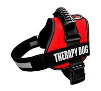 Albcorp Reflective Therapy Dog Vest Harness, Woven Nylon, Adjustable Service Animal Jacket, with 2 Hook and Loop Therapy Dog Removable Patches. Red, Large