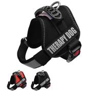 Albcorp Reflective Therapy Dog Vest Harness, Woven Nylon, Adjustable Service Animal Jacket, with 2 Hook and Loop Therapy Dog Removable Patches. Black, Small