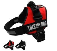 ALBCORP Reflective Therapy Dog Vest Harness Woven Polyester & Nylon Adjustable Service Animal Jacket 2 Hook Loop Therapy Dog Removable Patches