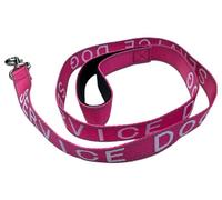 Albcorp Service Dog Leash - Embroidered Leash - with Padded Neoprene Handle and Reflective Threads, 4 Feet, for Harnesses, Vests or Collars (Pink, Service Dog)