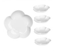 Albedel 4 pcs Cherry Blossoms Shaped Porcelain Soy Sauce Dish Ceramic Dip Dipping Bowls White Palette for Dinner Baking BBQ and Cooking