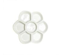 Albedel 5" Diameter Flower Paint Palette Glazed Watercolor Painting Mixing Ceramic Palette