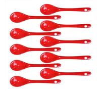 Albedel Red 10 pcs Porcelain Egg Spoons Ceramic Spoons 4.7 inch Coffee Dessert Yogurt Tea Milky Tea