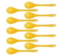 Albedel Yellow 10 pcs Porcelain Egg Spoons Ceramic Spoons 4.7 inch Coffee Dessert Yogurt Tea Milky Tea