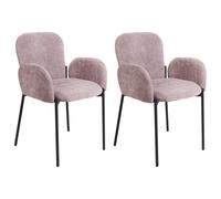 Beliani Set Of 2 Dining Chairs Albee Fabric Pink