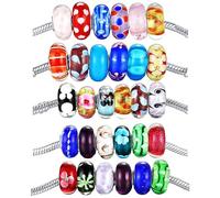 Alberello 30pcs/Pack Random 4-5mm Hole Beads and Spacer Beads for Mixed Colour Murano Glass Beads Fit for DIY Pandora Style Bulk Decorative Beads Jewellery Making