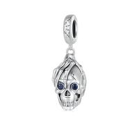 Alberello Nightmare Before Christmas Charms - Authentic Sterling Silver - Compatible With Pandora Charm Bracelets As Jack Skellington Gifts (Halloween skull pendant)