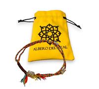 Albero del Real Tibetan Orange Thread Buddha Head Anklet Bracelet | Lucky Buddhist Bracelet for Women | Adjustable Beaded Strand, 17 cm, Cotton