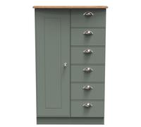 Albert 1 Door 5 Drawer Childrens Wardrobe (Ready Assembled) Ready Assembled 2 U Pale Green One Size