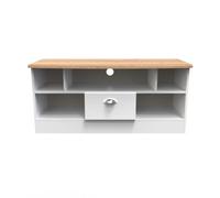 Albert 1 Drawer Tv & Media Unit In White Ash & Oak (Ready Assembled)