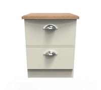 Albert 2 Drawer Bedside Cabinet In Cream Ash & Oak (Ready Assembled)