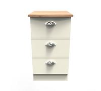 Albert 3 Drawer Bedside Cabinet In Cream Ash & Oak (Ready Assembled)