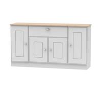 Welcome Furniture Ready Assembled Victoria 4 Door 1 Drawer Wide Unit In Grey Matt & Oak