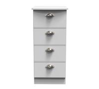 Albert 4 Drawer Tall Bedside (Ready Assembled) Ready Assembled 2 U Grey One Size