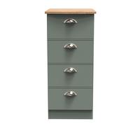 Albert 4 Drawer Tall Bedside (Ready Assembled) Ready Assembled 2 U Pale Green One Size