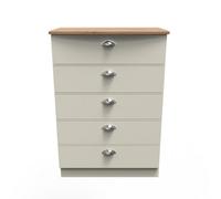Crowndale Victoria 5 Drawer Cream Ash and Oak Chest of Drawer - Wilko