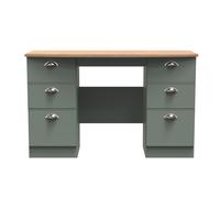 Albert 6 Drawer Kneehole Desk (Ready Assembled) Ready Assembled 2 U Pale Green One Size
