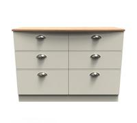 Westminster Ready Assembled 6 Drawer Wide Chest in Cream Ash & Riviera Oak - Welcome Furniture | TJ Hughes