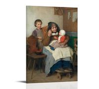 Albert Anker Paintings Wall Art Poster Prints Grandmother Spooning The Soup To Her Grandchild (1868) Art Print Wall Photo Paint Hanging Picture Family Bedroom Decor Gift Frame 20x30inch(50x75cm)
